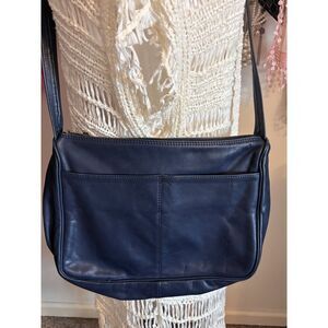 Sven Design Berkeley CA Vintage Navy Blue Leather Crossbody Shoulder Bag